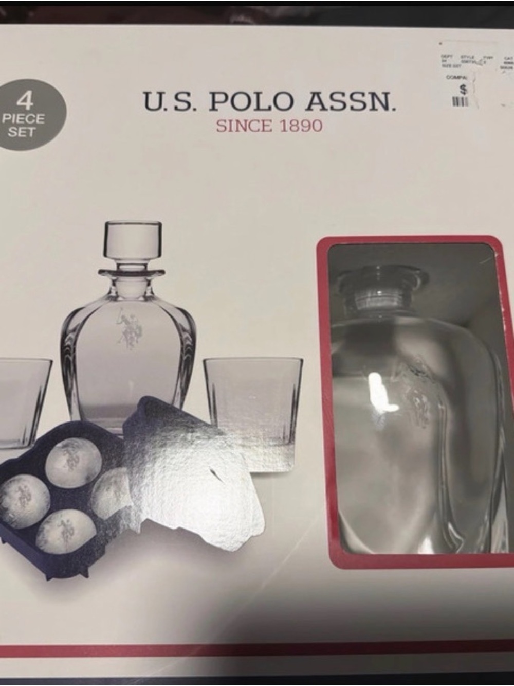 U.S. Polo Assn. Clear Glass Decanter and Tumbler Set